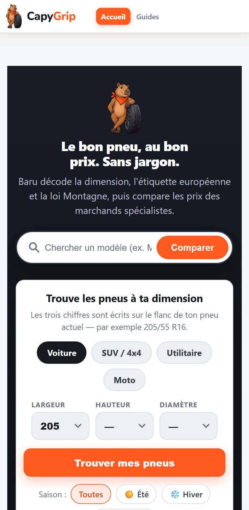 CapyGrip sur mobile